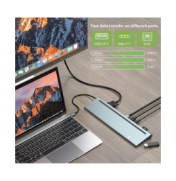 Techly 365368 Stacja dokująca USB-C 12w1 HDMI DP VGA RJ45 USB-C/A PD