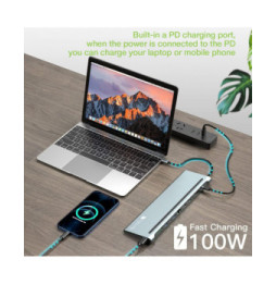 Techly 365368 Stacja dokująca USB-C 12w1 HDMI DP VGA RJ45 USB-C/A PD