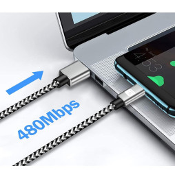 Techly Kabel USB 2.0 Typ-C USB-C 2m 3A Szybkie Ładowanie w Oplocie