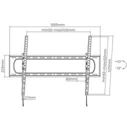 Uchwyt ścienny do TV 60-120" LED/LCD 120kg uchylny slim 80mm