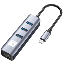 Karta sieciowa/adapter USB-C na RJ45 Gigabit, hub 3x USB-A