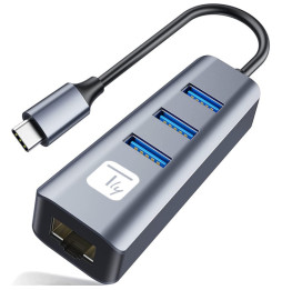 Karta sieciowa/adapter USB-C na RJ45 Gigabit, hub 3x USB-A