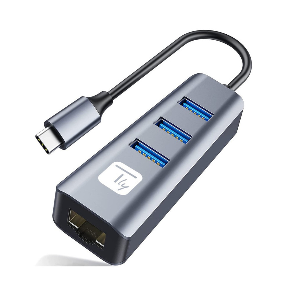 Karta sieciowa/adapter USB-C na RJ45 Gigabit, hub 3x USB-A