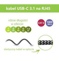 !!!!test!!!!    Adapter/kabel sieciowy USB-C na Gigabit Ethernet RJ45