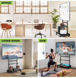 Stojak mobilny TV 50-86” do 68kg regulowany 2 półki AV