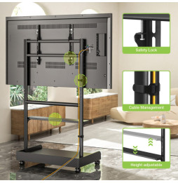 Stojak mobilny TV 50-86” do 68kg regulowany 2 półki AV