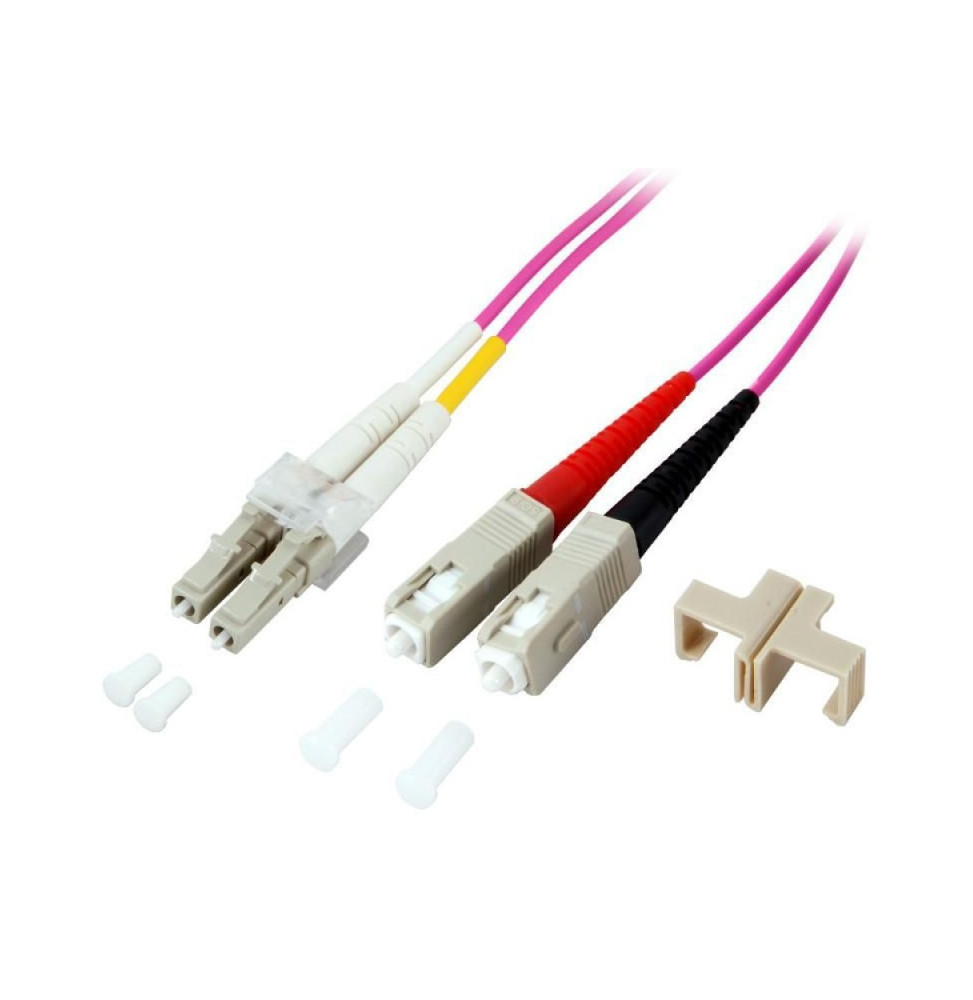 Patchcord światłowodowy wielomodowy OM4 50/125, SC (UPC) duplex / LC (UPC) duplex 10m