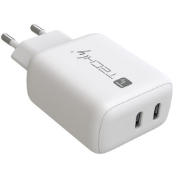 Ładowarka sieciowa 2x USB-C PD 35W 3A biała