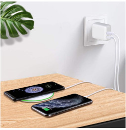 Ładowarka sieciowa 2x USB-C PD 35W 3A biała