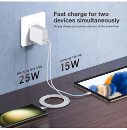 Ładowarka sieciowa 2x USB-C PD 35W 3A biała