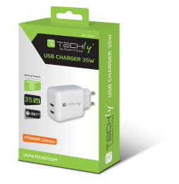Ładowarka sieciowa 2x USB-C PD 35W 3A biała