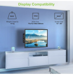 Uchwyt ścienny do TV 13-30" LED/LCD 15kg obrotowy uchylny
