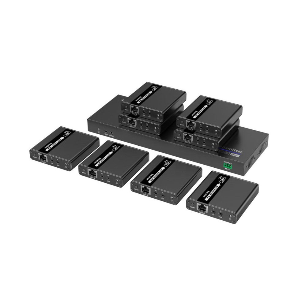 Extender HDMI 1x8 4K30Hz do 40m po skrętce Kat6 IR PoC