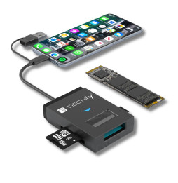Konwerter USB-A/C do dysków NVMe/SATA M.2 z czytnikiem SD/TF