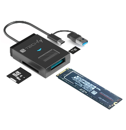 Konwerter USB-A/C do dysków NVMe/SATA M.2 z czytnikiem SD/TF