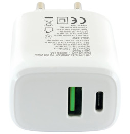 Ładowarka sieciowa USB-C PowerDelivery 20W i USB-A QuickCharge 3.0 18W