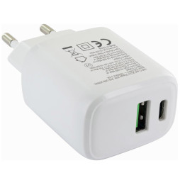 Ładowarka sieciowa USB-C PowerDelivery 20W i USB-A QuickCharge 3.0 18W