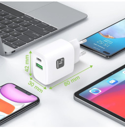 Ładowarka sieciowa USB-C PowerDelivery 20W i USB-A QuickCharge 3.0 18W