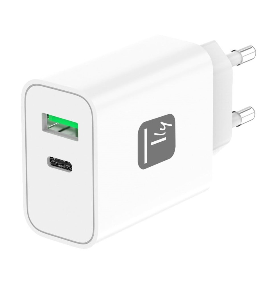Ładowarka sieciowa GaN USB-C 30W PowerDelivery i USB-A 30W QuickCharge