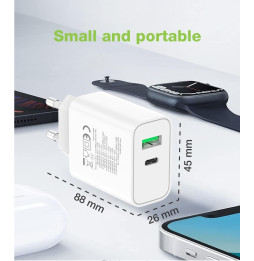 Ładowarka sieciowa GaN USB-C 30W PowerDelivery i USB-A 30W QuickCharge