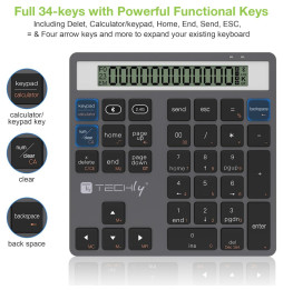 Klawiatura numeryczna numpad bezprzewodowa z kalkulatorem BT/RF USB