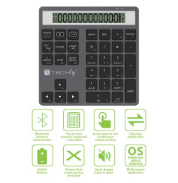Klawiatura numeryczna numpad bezprzewodowa z kalkulatorem BT/RF USB