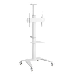 Stojak mobilny telewizora 37-70" do 70kg regulowany 2 półki biały