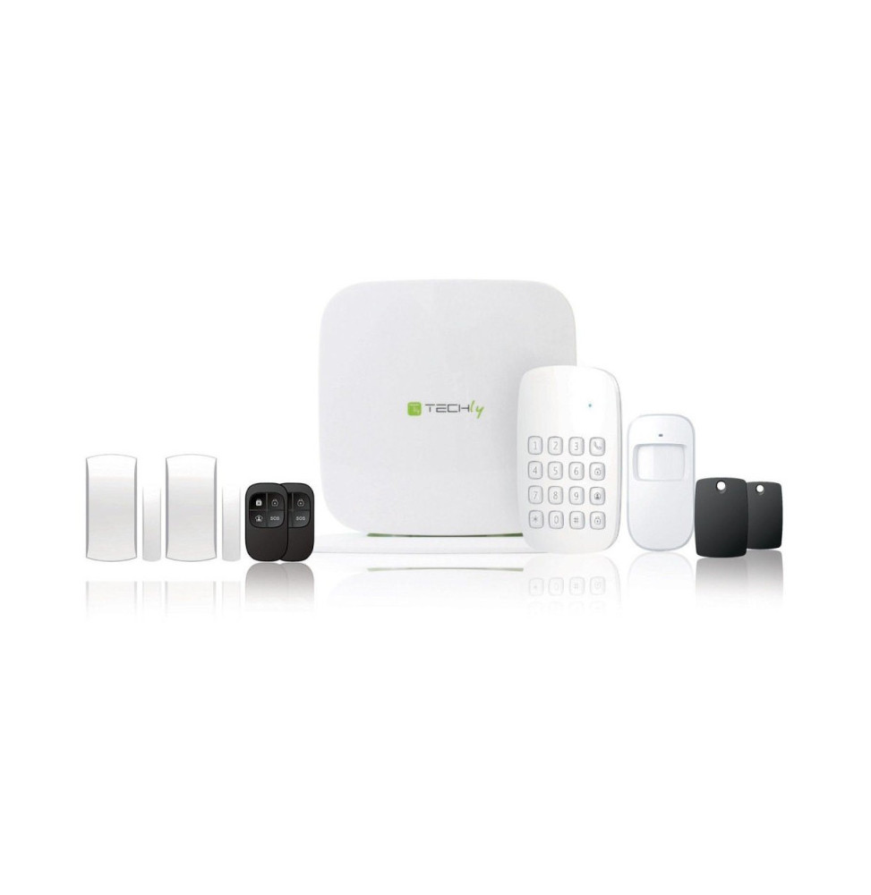 Zestaw alarmowy GSM, panel +klawiatura +czujniki +2 piloty +2 karty RFID