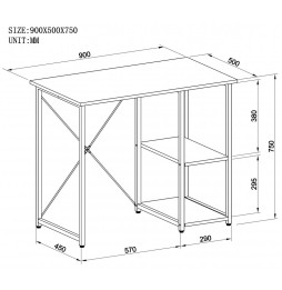Biurko Komputerowe 90x50cm z Dwoma Półkami Jasny Dąb z Metalową Ramą