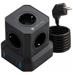 Kostka Zasilająca Power Cube 65W GaN 3x USB-C, 2x USB-A, 5x 230V AC