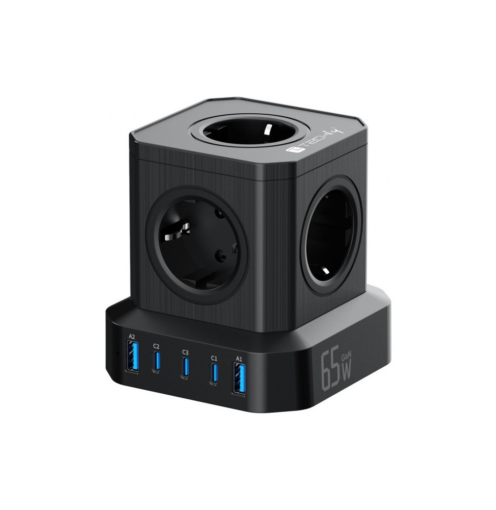 Kostka Zasilająca Power Cube 65W GaN 3x USB-C, 2x USB-A, 5x 230V AC