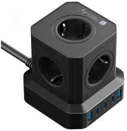 Kostka Zasilająca Power Cube 65W GaN 3x USB-C, 2x USB-A, 5x 230V AC