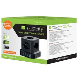 Kostka Zasilająca Power Cube 65W GaN 3x USB-C, 2x USB-A, 5x 230V AC