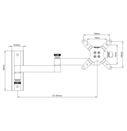 Wymiary uchwytu Techly ICA-LCD 104BK