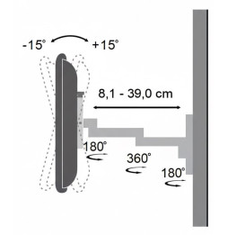 Uchwyt Techly 301498 - zakres regulacji