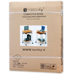 Techly Biurko komputerowe 60x45 buk na kółkach z wysuwaną półką