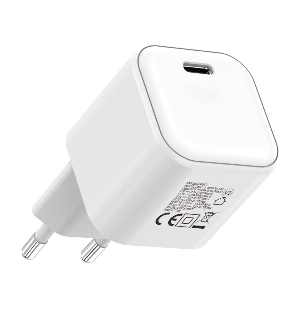 Ładowarka sieciowa Techly GaN 65W USB-C PD 3.0 - widok obudowy i wtyczki