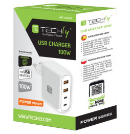 Ładowarka Techly USB Charger 100 W z 4 portami USB-C i USB-A - oryginalne opakowanie