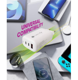 Wieloportowa ładowarka USB Techly 65 W - zasilanie smartfona, tabletu, słuchawek i konsoli przenośnej