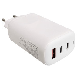 Ładowarka Techly 65 W USB-C PD - trzy porty ładowania i oznaczenia na obudowie