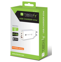 Ładowarka sieciowa Techly IPW-USB-65W2C1A 65 W z 2x USB-C i USB-A - opakowanie