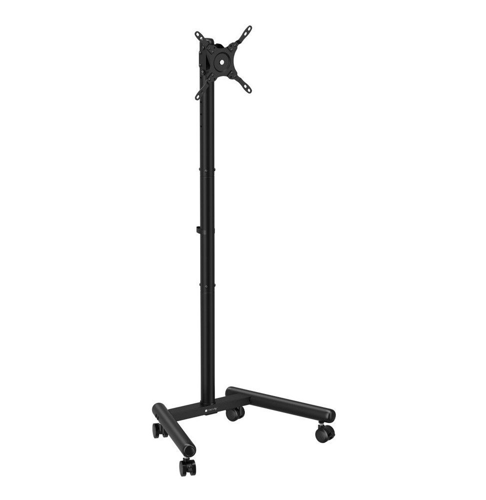 Czarny stojak mobilny TV Techly ICA-TR60 do ekranów 13–50″ – uchwyt VESA i podstawa na kółkach