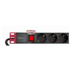 Techly Listwa zasilająca 19" 1U 8x gniazda Schuko