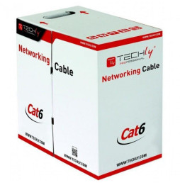 Techly Kabel skrętka Cat6 UTP LSZH drut 305m 100% CU szary