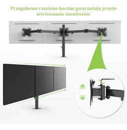 Techly 301757 Obrotowe ramię biurkowe na 3 monitory 13-24"