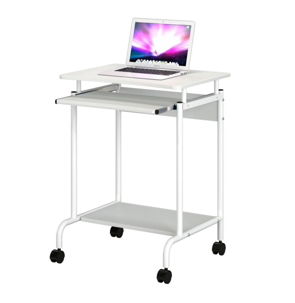 Techly 105926 Kompaktowe biurko komputerowe 60x45cm białe na kółkach