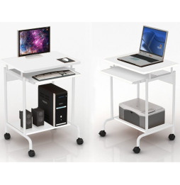 Techly 105926 Kompaktowe biurko komputerowe 60x45cm białe na kółkach