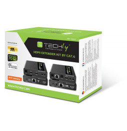 Techly Wzmacniacz Extender HDMI 2.0 4K60Hz do 70m po skrętce Kat6 IR kaskadowy