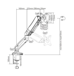 Techly Ramię lcd biurko gaz amo usb