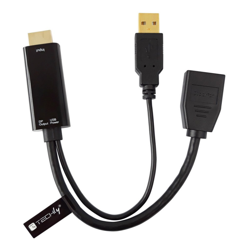 Techly Adapter HDMI z zasilaniem USB na DisplayPort 4K*30Hz M/F